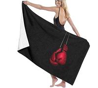 BAAROO Beach towel Red boxing gloves and large bath towels are light, very suitable for family hotel travel, swimming, fitness, sports 130CM X 80CM