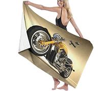 BAAROO Beach Towels Microfiber,Iron Custom Aesthetic Hobby Motorbike Futuristic Modern Mirrors Riding Theme Large Bath Sheet Lightweight 130CM X 80CM
