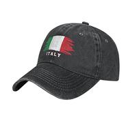 BAAROO Cool Italian National Italy Flag Baseball Cap Patriotic Men Black Vintage Cotton Washed Denim Adult Unisex Hats