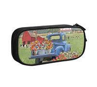 BAAROO Day On The Farm Spring Pick-up Truck Floral Pencil Case Compartments Pen Pouch Box Multifunctional Makeup Bag Holder Large Storage Stationery Organizer with Zipper for Office Travel