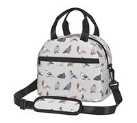 BAAROO Different Kinds of Pigeons Lunch Bag,Durable Insulated Lunch Box Tote Bag Reusable Cooler Bag with Shoulder Strap