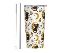 BAAROO Insulated Tumbler Cat Moon Witchy Magic 20 OZ with Lids and Straw Stainless Steel Vacuum Cup Coffee Water Leakproof Travel Mug for