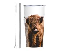 BAAROO Insulated Tumbler Highland Cow on Islay 20 OZ with Lids and Straw Stainless Steel Vacuum Cup Coffee Water Leakproof Travel Mug for