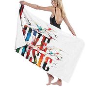 BAAROO Large Bath Towel Blanket,I Love Music Phrase In Grunge Effects And Birds Flying Soul Freedom,Bath Sheet Beach Towel for Family Hot 130cm X 80CM