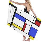 BAAROO Large Soft Microfiber Bath Towel Blanket,Abstract Modern Painting In Mondrian Style Blue,Bath Sheet Beach Towel for Family Hotel T 130cm X 80CM