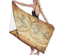 BAAROO Large Soft Microfiber Bath Towel Blanket,Map Of The World Vintage,Bath Sheet Beach Towel for Family Hotel Travel Swimming Sports 130cm X 80CM