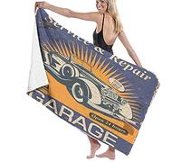 BAAROO Large Soft Microfiber Bath Towel Blanket,Vintage Garage Poster With Retro Car,Bath Sheet Beach Towel for Family Hotel Travel Swimm 130cm X 80CM