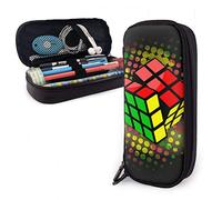 BAAROO Leather Pencil Case Colorful Cube Black Stationery Case Durable Desk Organizer Funny School Stationery for Student Schoo