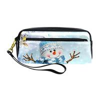 BAAROO Leather Pencil Case Marker Pen Pouch Desk Organizer Boxes,Christmas Tree Snowman Snowflake,Pencil Storage Package