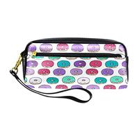 BAAROO Leather Pencil Case Marker Pen Pouch Desk Organizer Boxes,Dessert Colorful Donut Sweets,Pencil Storage Package