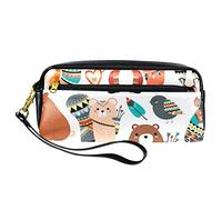 BAAROO Leather Pencil Case Marker Pen Pouch Desk Organizer Boxes,Ethnic Style Animals,Pencil Storage Package