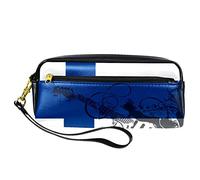 BAAROO Leather Pencil Case Marker Pen Pouch Desk Organizer Boxes,Finland Flag Guitar Music,Pencil Storage Package