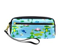BAAROO Leather Pencil Case Marker Pen Pouch Desk Organizer Boxes,Frog and Lotus,Pencil Storage Package