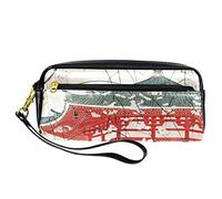 BAAROO Leather Pencil Case Marker Pen Pouch Desk Organizer Boxes,Japan Style Architectural Bird,Pencil Storage Package