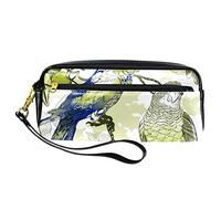 BAAROO Leather Pencil Case Marker Pen Pouch Desk Organizer Boxes,Parrot Autumn Fruit Bird,Pencil Storage Package