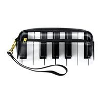 BAAROO Leather Pencil Case Marker Pen Pouch Desk Organizer Boxes,Piano Black and White Keys,Pencil Storage Package
