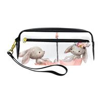 BAAROO Leather Pencil Case Marker Pen Pouch Desk Organizer Boxes,Rabbits and Umbrellas,Pencil Storage Package