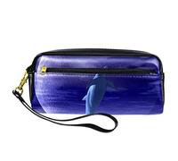 BAAROO Leather Pencil Case Marker Pen Pouch Desk Organizer Boxes,sea Sky Space Dolphin,Pencil Storage Package