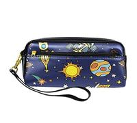 BAAROO Leather Pencil Case Marker Pen Pouch Desk Organizer Boxes,Sun Plant fire Space,Pencil Storage Package