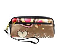BAAROO Leather Pencil Case Marker Pen Pouch Desk Organizer Boxes,Valentines Day Pink Love,Pencil Storage Package