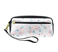 BAAROO Leather Pencil Case Marker Pen Pouch Desk Organizer Boxes,Watercolor Rose Flowers,Pencil Storage Package