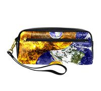 BAAROO Leather Pencil Case Marker Pen Pouch Desk Organizer Boxes,Yin Yang Gossip Abstract Earth,Pencil Storage Package