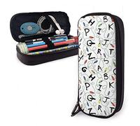 BAAROO Leather Pencil Case Stranger Letter Things White Pencil Bag Large Capacity Pen Case Funny Stationery Case for Office STU