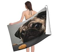 BAAROO Microfiber Bath Towel,Pretty Pug Printed Beach Towel Bath Towel Large,Lightweight Super Soft High Absorbent,Suitable for Swimming 130CM X 80CM