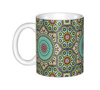 BAAROO Moroccan Color Pattern Printed Mug Cup Ceramic Coffee Mug for Birthday Gift Work Office Christmas Tea Coffee