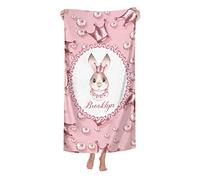 BAAROO Personalised Beach Towel for Kids,Girls Boys,Princess Bunny Pink,Super Absorbent Beach Towel Thin for Bath Travel Pool Swimming Ca 130CM X 80CM