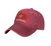 BAAROO Red Cool Montenegro Flag Montenegrin Baseball Cap Patriotic Men Vintage Cotton Washed Denim Adult Unisex Hats