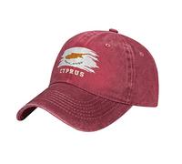 BAAROO Red Washed Denim Cyprus Flag Cypriots Country Baseball Cap Men Vintage Cotton Hat Unisex Dad Trucker Hats Women