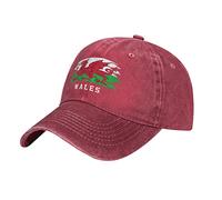BAAROO Red Washed Denim Wales Flag Welsh Baseball Cap Men Vintage Cotton Hat Unisex Dad Trucker Hats Women