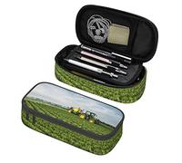 BAAROO Tractor & Green Farmland Print Pencil Case Large Capacity Pencil Bag, Portable Pencil Pouch for Adults and Office, 8.3" L x 3.9" W x 2" H