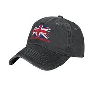 BAAROO United Kingdom Gb Nation Flag Baseball Cap Black Vintage Cotton Washed Denim Hat Adult