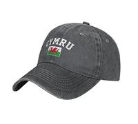 BAAROO Washed Denim Cymru Wales Flag Welsh Baseball Cap Men Charcoal Vintage Cotton Hat Unisex Trucker Hats Women