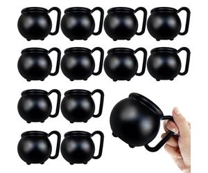 Baaxxango 12 Pcs 15 oz Cauldron Mugs,Plastic Black Cauldron Pot Cups | Witches Brew Mug for Drinks,Halloween Party Favors,St Patricks Day Party Gift Supplies