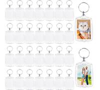 Baaxxango 30 pcs Acrylic Photo Frame Keyring,2.16 x 1.5 Inch/5.5 x 4 cm Personalized Keychains,Clear Picture Keychain as Gift,Suit for Artwork
