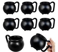 Baaxxango 6 Pcs 15 oz Cauldron Mugs,Plastic Black Cauldron Pot Cups | Witches Brew Mug for Drinks,Halloween Party Favors,St Patricks Day Party Gift Supplies