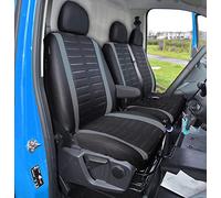 BAAZ Van Seat Covers, Universal Fit Most Trucks Vans Lorry Front Seat Cover, Single & Double Car Seat Covers for Single Driver and Double Passenger Seat 2+1 Seat Covers, 3D Stripe Print (Grey)