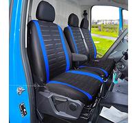 BAAZ Van Seat Covers, Universal Fit Most Trucks Vans Lorry Front Seat Covers, Single & Double Car Seat Covers for Single Driver and Double Passenger Seat 2+1 seat Covers, 3D Stripe Print (Blue)