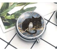 bab Compact 3 Compartment Medicine Case, Pill Box for Pocket or Purse Pill Box Decorative Pill Case with Gift Box retro art cat and owl pattern The Pill Box/Pill case Jewelry