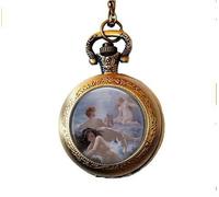 bab Sirens Awaiting Their Prey by Adolphe La Lyre - Classical Art Jewelry - Mermaid Jewelry Pocket Watch Necklace