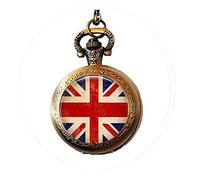 bab Union Jack Flag Pendant Vintage Fashion Woman Man Jewelry The UK British Flag United Kingdom Pocket Watch Necklace