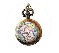 bab Wisconsin State Map, Vintage Map Pocket Watch Necklace