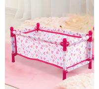 Bab-y Doll Cot, Pink Bab-y Dolls Bed, Do-lls Cot, Dol-l Pretend Play Toy, B-aby Dol-l Accessories For Girls, B-aby Do-ll Pretend Play Do-ll Accessory Toys For Kids