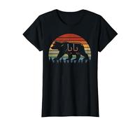 Baba Bear Retro Vintage Sunset Funny Novelty Dad T-Shirt, Women, Black, Large