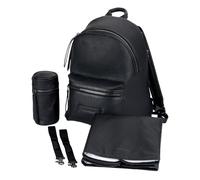 baba bing Baby Changing Backpack - Black - Luxurious Vegan Leather Backpack for Baby Essentials | Nappy Changing Bags | Changing Bag Backpack - Baby Changing Bag
