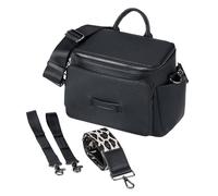 baba bing Cross Body Tumble Leather Changing Bag - Leather Black - Vegan Baby Changing Bags | Convertible Design Baby Nappy Bag | Nappy Changing Bags - Crossbody/Hand-Held Diaper Bag