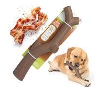 Baba Buddies Natural Rubber Dog Toy for Aggressive Chewers - Brown Bacon Flavored Durable Branch Shape Chew Toy, Interactive Tug, Fetch & Chew Toy for Large, Medium, and Heavy Chewer Dogs